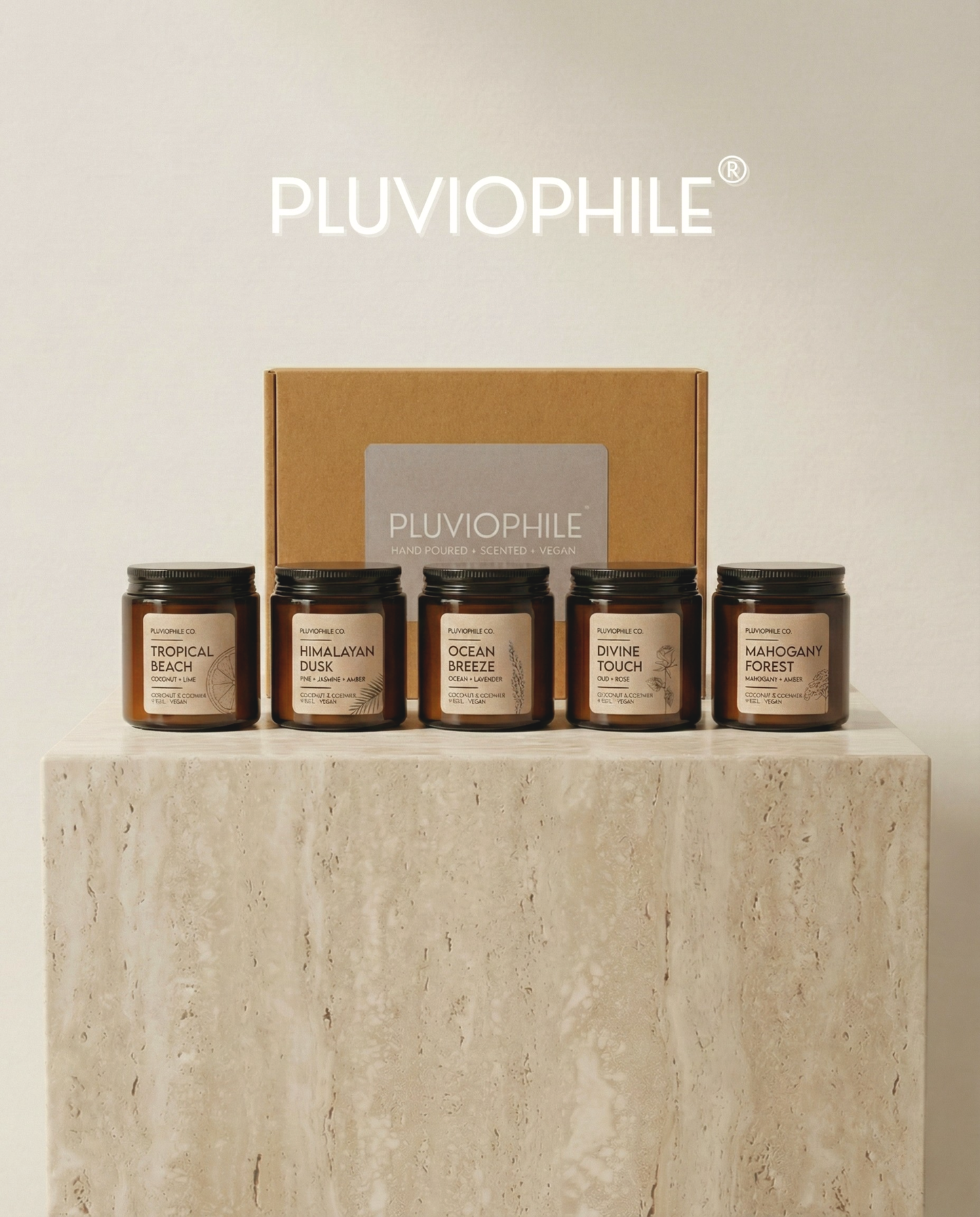 Pluviophile Handpoured Candles | Set of 4 | Coconut and Soy Wax | Scented | Vegan | Gifting