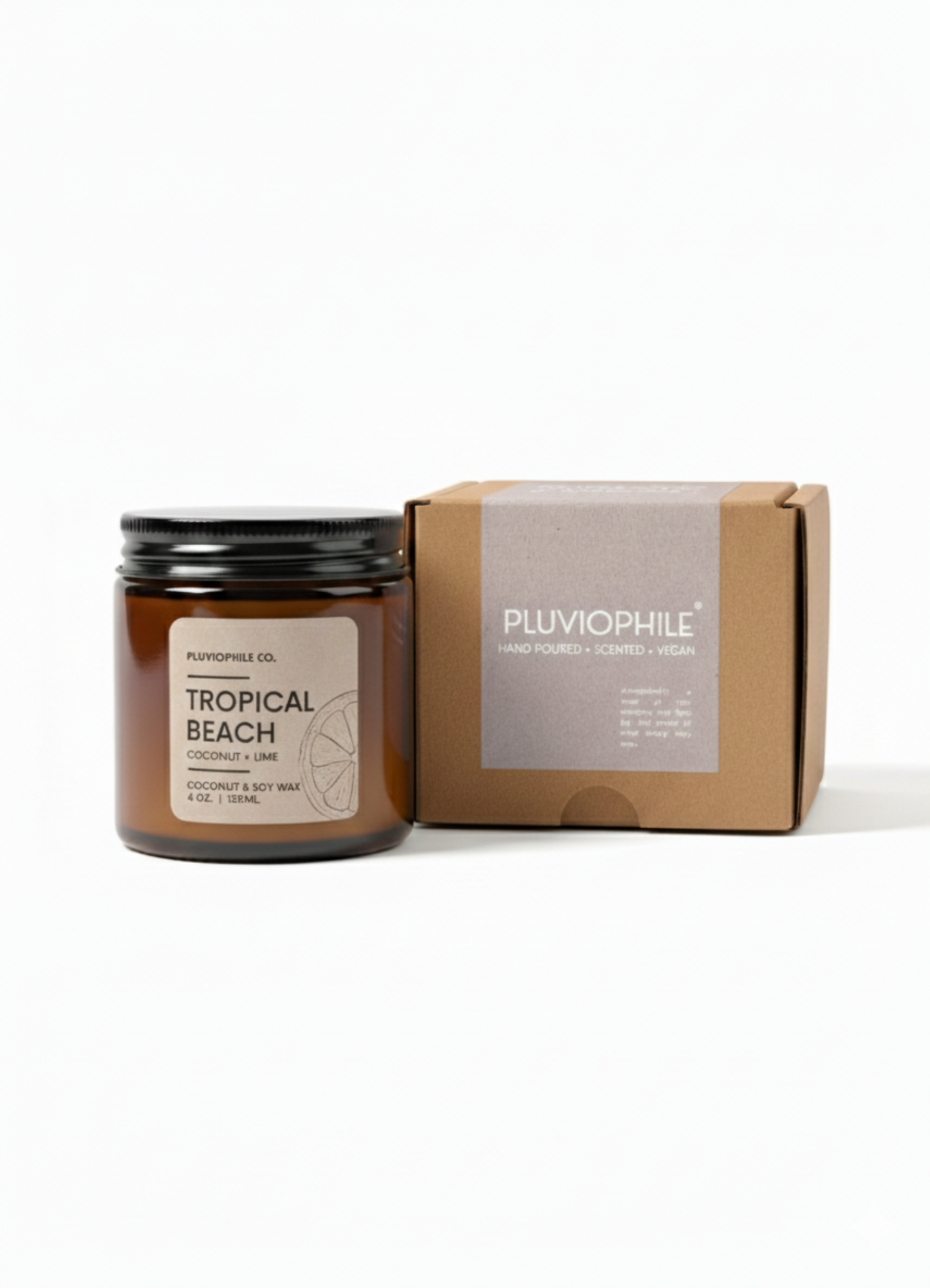 Tropical Beach – Pluviophile Vegan Hand‑Poured Candle (Coconut & Soy Wax, 120 g)