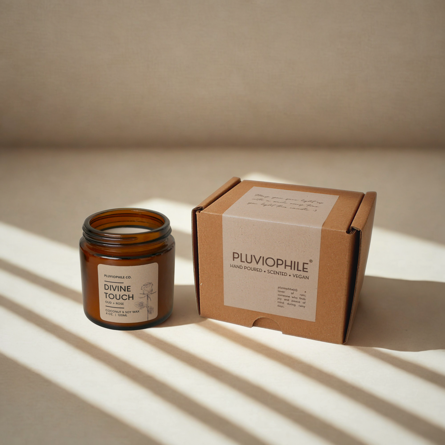 Pluviophile Divine Touch candle packaging