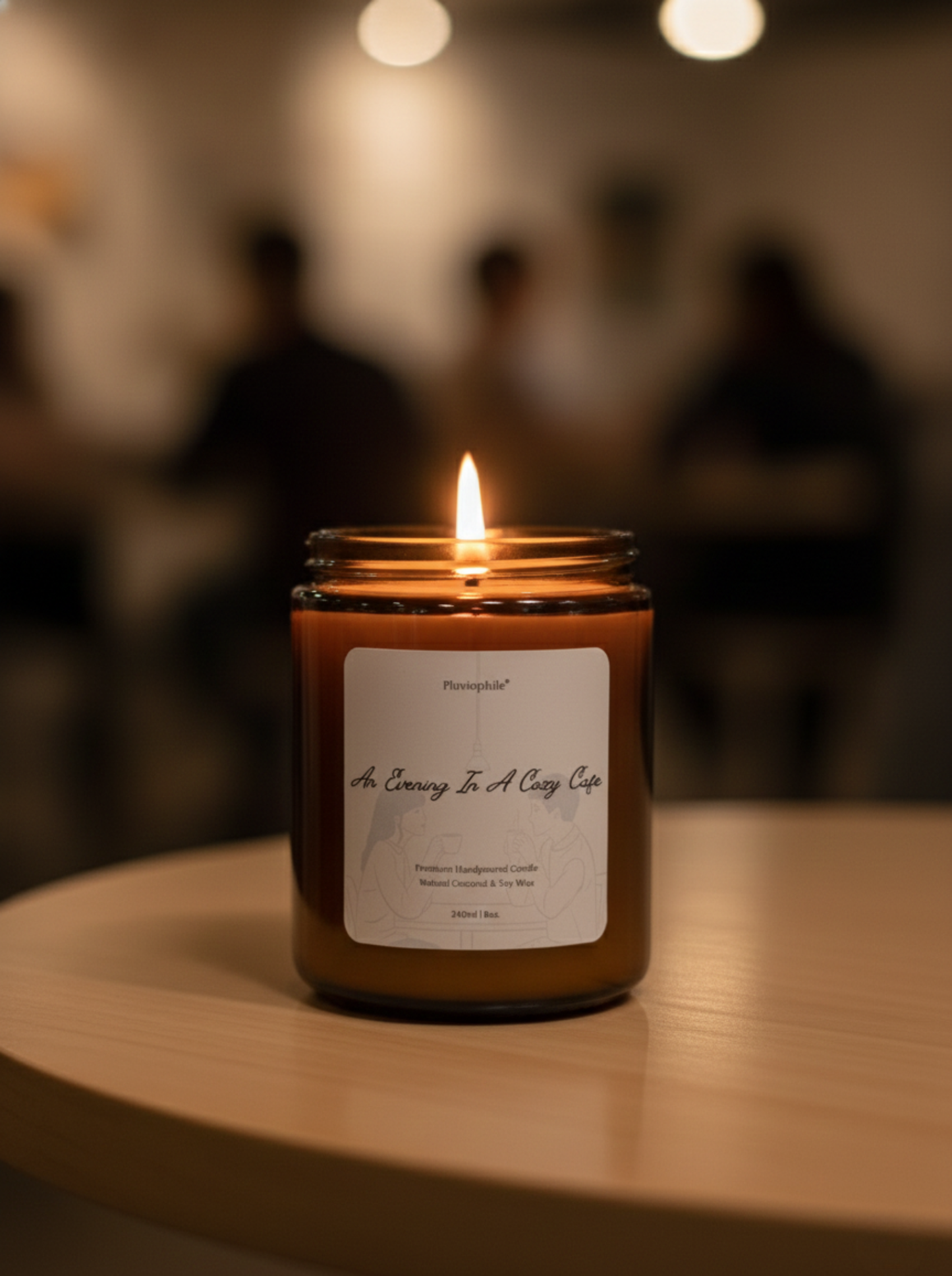 Pluviophile Premium Scented Candle – An Evening In A Cozy Cafe | Handpoured Coconut & Soy Wax | Vegan | 240ml/8oz
