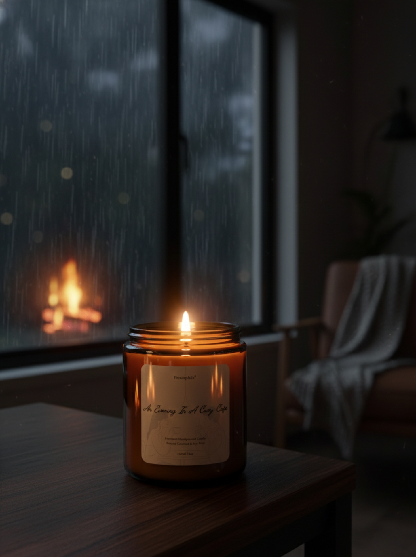 Pluviophile Premium Scented Candle – An Evening In A Cozy Cafe | Handpoured Coconut & Soy Wax | Vegan | 240ml/8oz