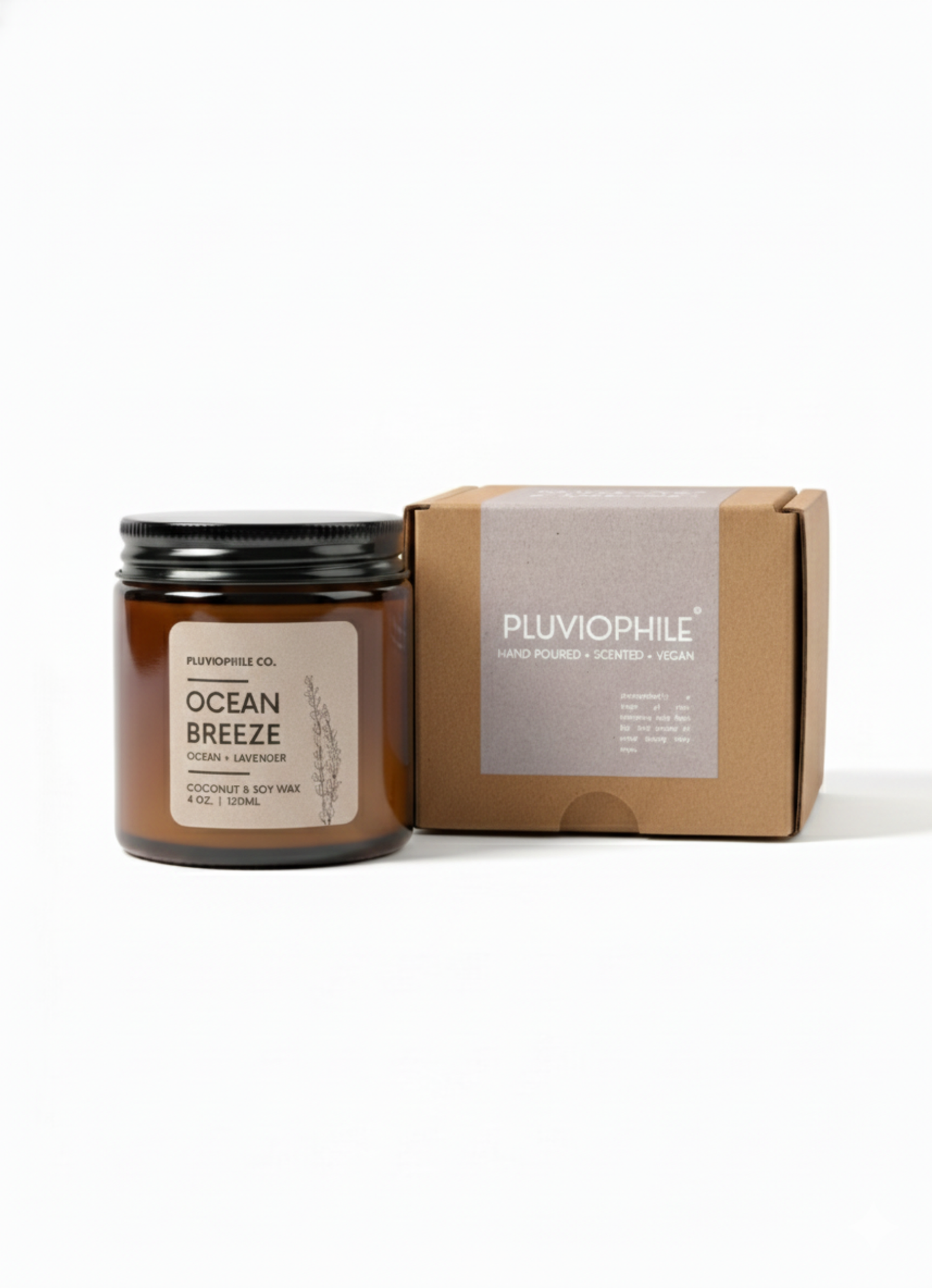 Ocean Breeze – Pluviophile Vegan Hand‑Poured Candle (Coconut & Soy Wax, 120 g)