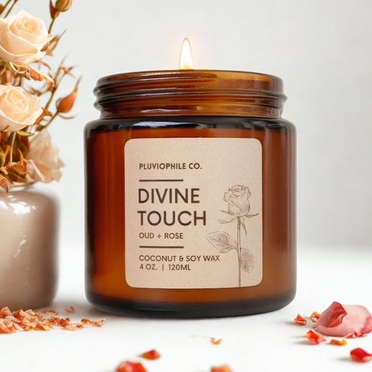 Divine Touch candle with rose and white oud
